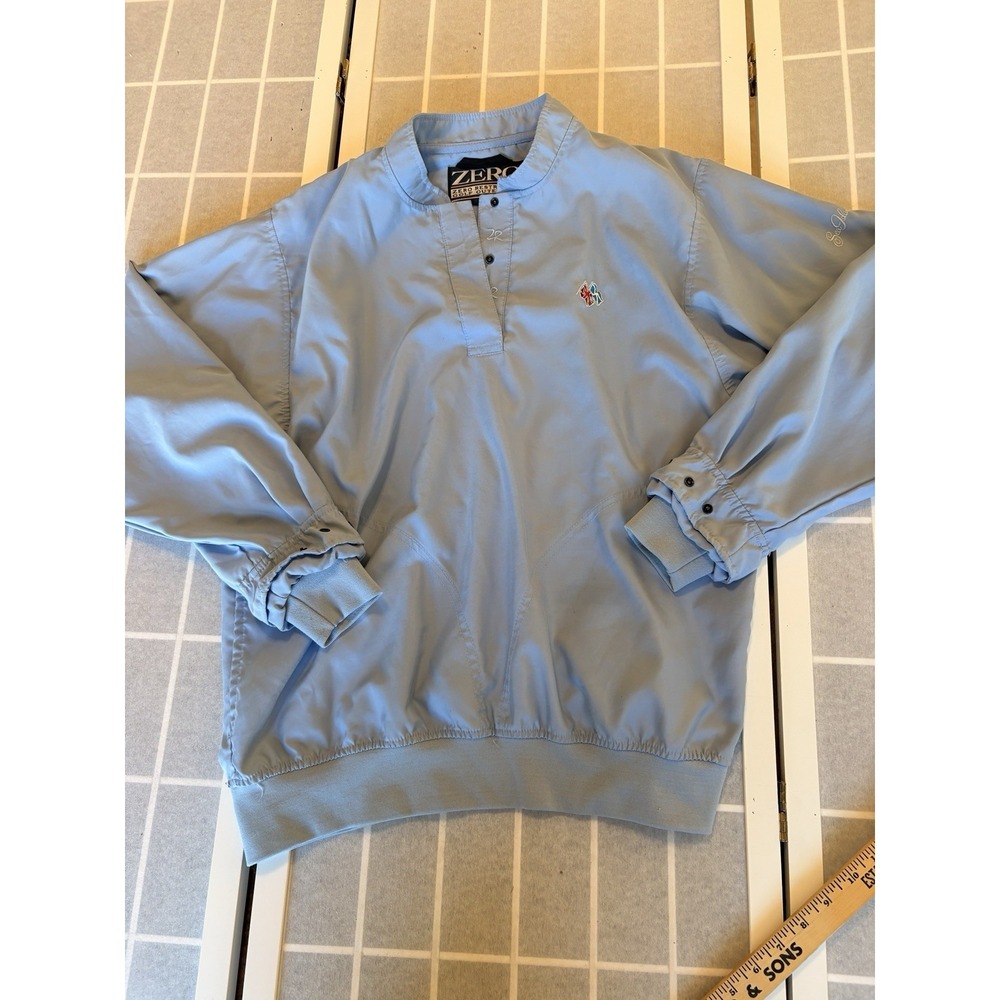 Zero Restriction Golf Pullover Men SzM Baby Blue Windshirt British Scottish Flag